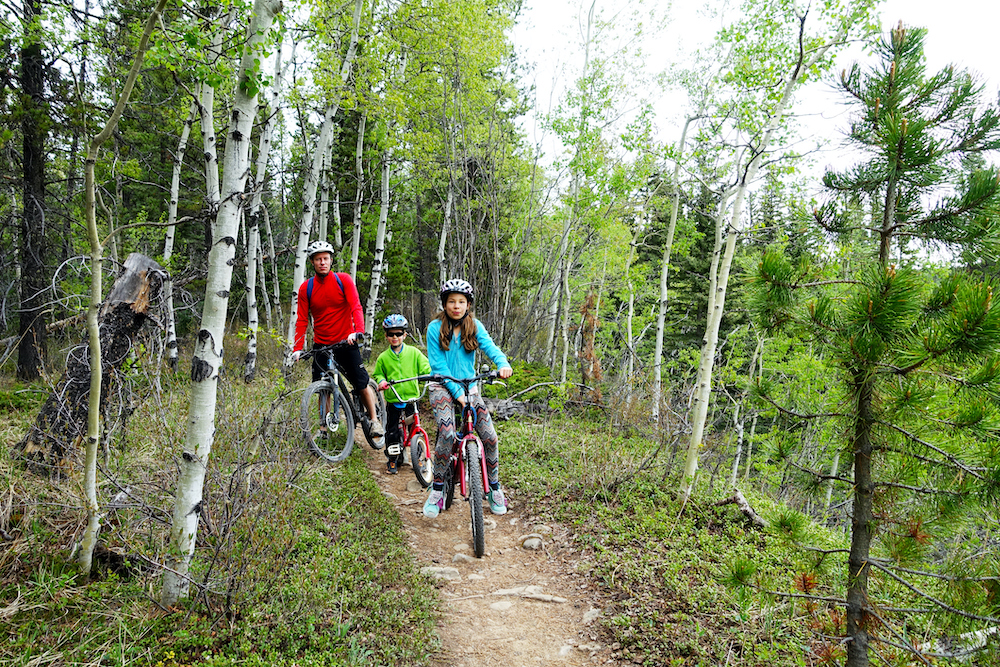 family mountain biking