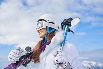 Woman in ski gear